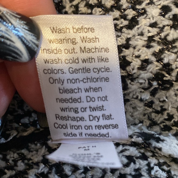 Nine West Black White Open Front Cardigan Coatigan - Picture 11 of 12